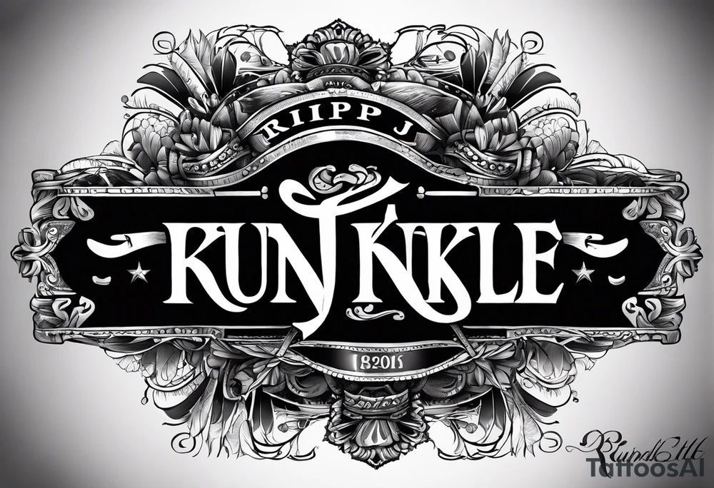 a cool cross with a banner rapped around it and the words RIP Robert J Kunkle on the banner tattoo idea