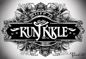 a cool cross with a banner rapped around it and the words RIP  Robert J Kunkle  on the banner tattoo idea
