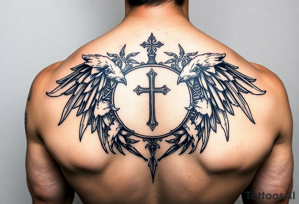 cruz, color morado tattoo idea