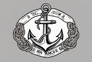 old school anchor with rope wrapped around anchor and banner across anchor tattoo idea