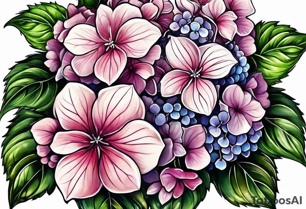 Hydrangea flowers tattoo idea