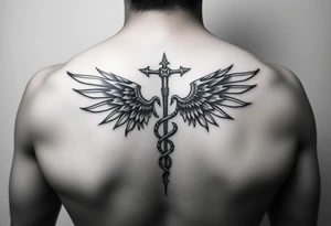Gothic emo thorns Caduceus tattoo but keep it simple make cool wings tattoo idea
