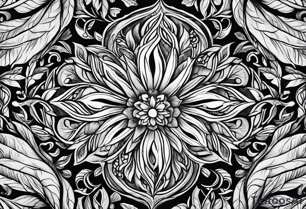 wood bark foliage tattoo idea