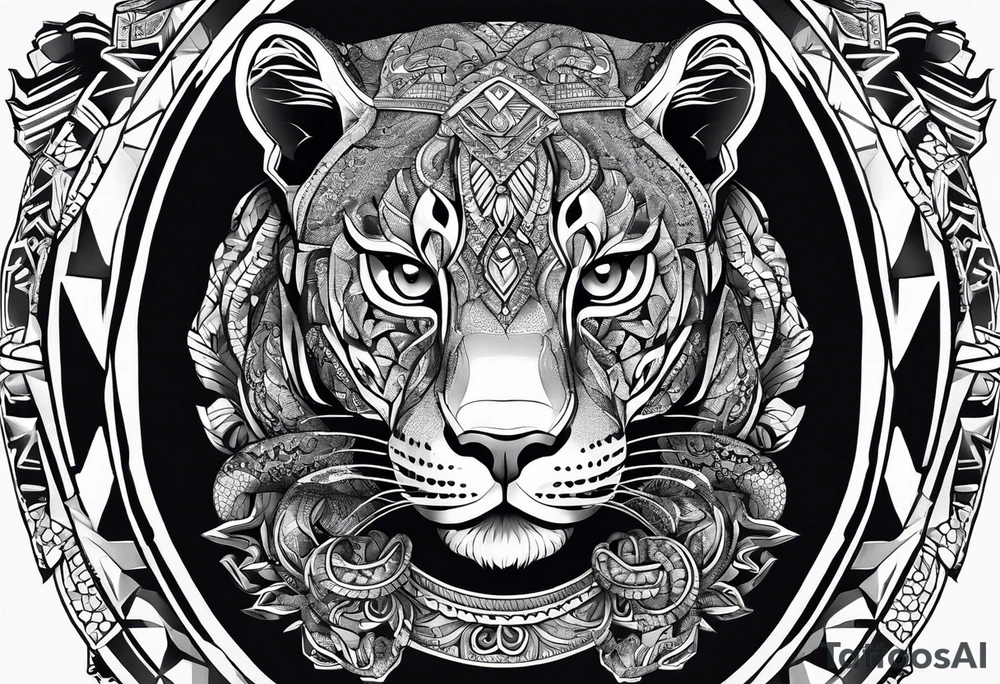 aztec black jaguar with snake tattoo idea
