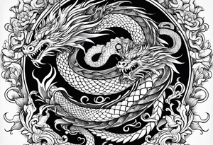 Snake dragon phoenix tattoo idea