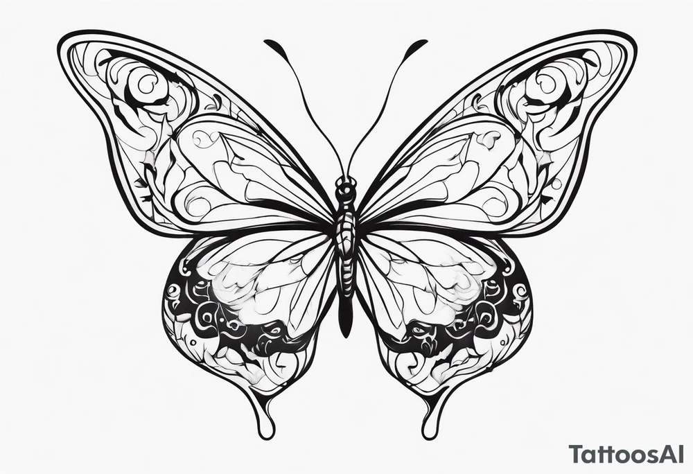 A butterfly mixed with brain on your wings tattoo idea