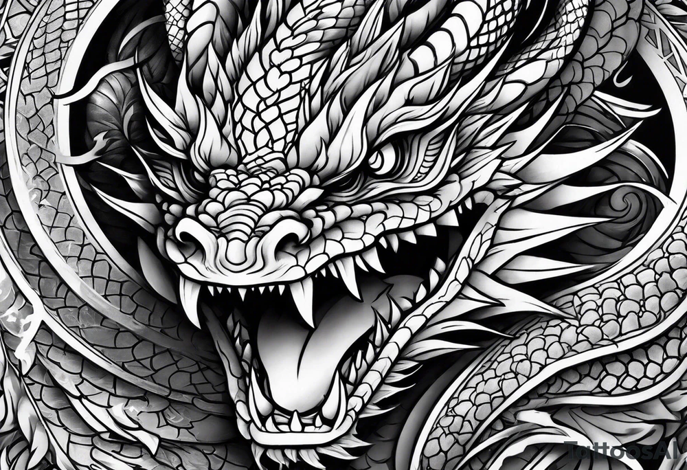 dragon irezumi arm sleeve tattoo idea