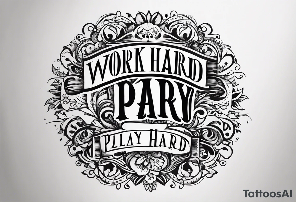 I want a tattoo containing the following two words "work hard" and "play hard". tattoo idea