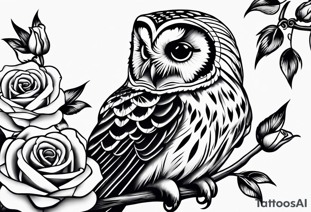 Barred owl and a rose tattoo idea