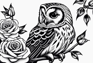 Barred owl and a rose tattoo idea
