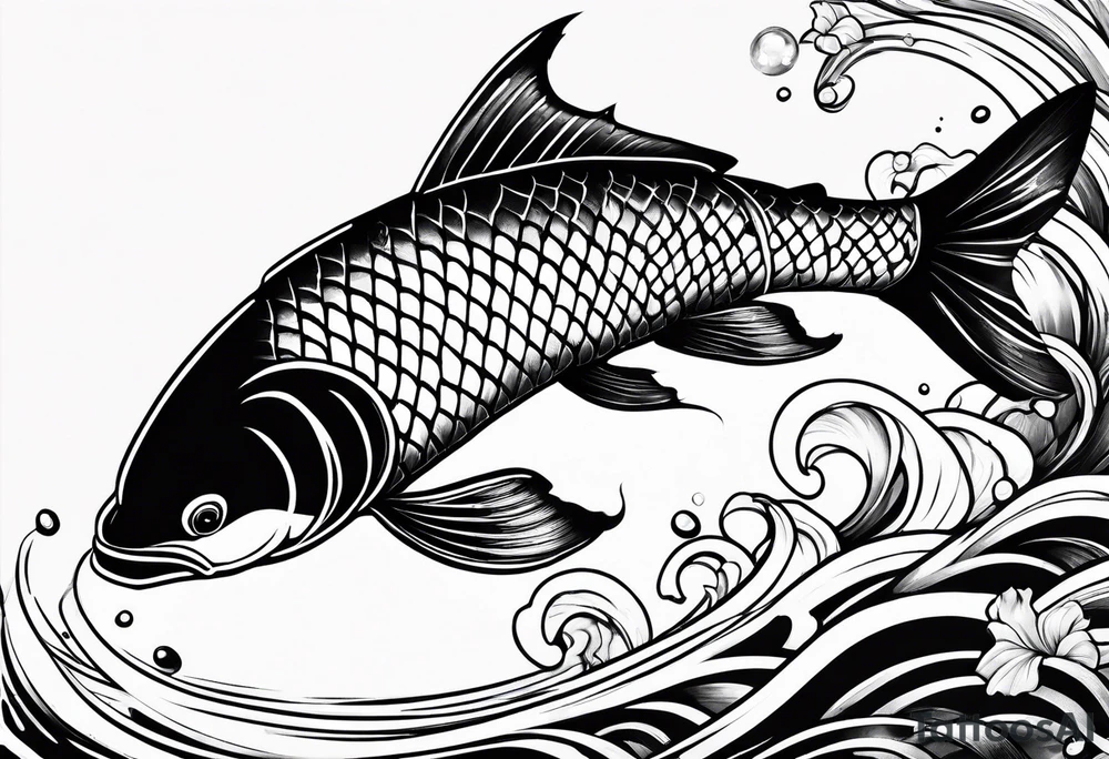 una carpa koi che esce dall'acqua tattoo idea