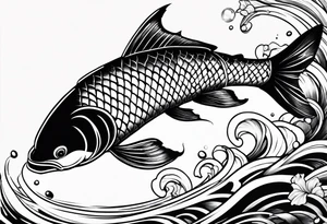 una carpa koi che esce dall'acqua tattoo idea
