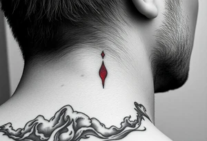 deepfull description of details with clouds,fire ,blood and red tattoo idea