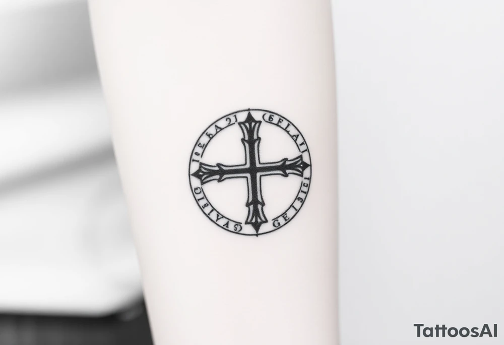 Cross a omaha 
In the back round tattoo idea