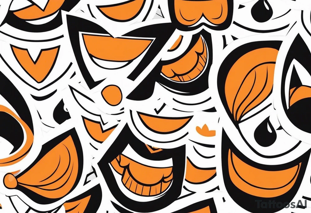 Laughing mask that is orange and black simplistic tattoo idea