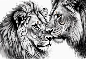 lion and lioness kissing tattoo idea