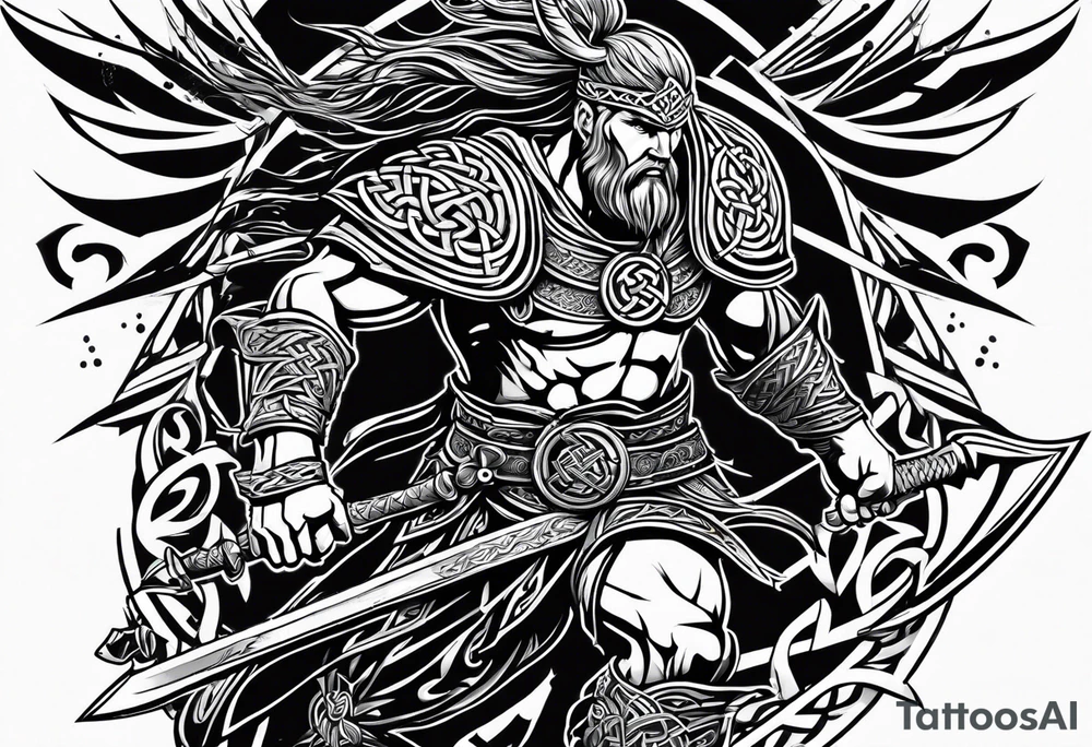 Celtic warrior running into battle tattoo idea