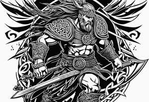 Celtic warrior running into battle tattoo idea