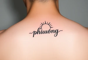 Word "phuong" written with sun tattoo idea