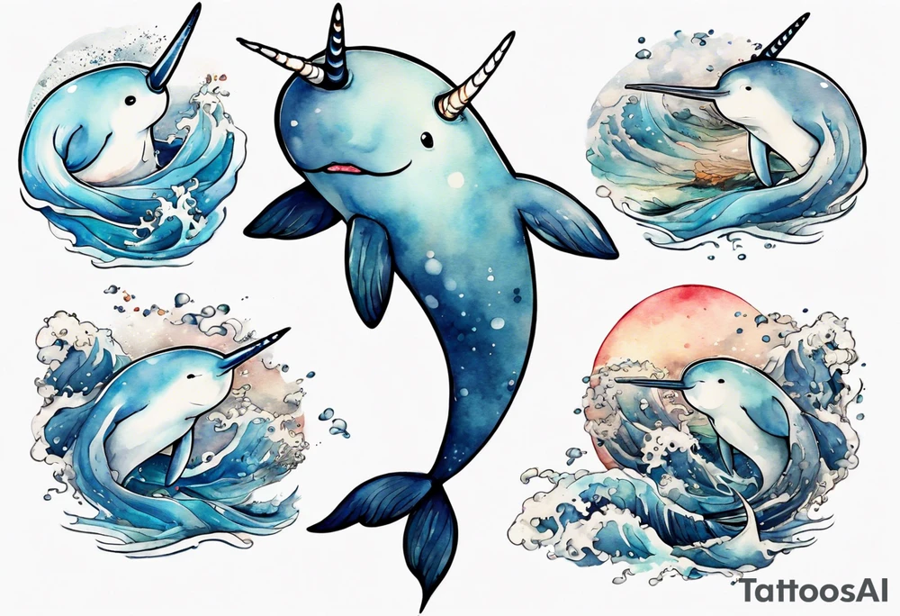 a sad narwhal tattoo idea