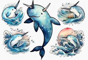 a sad narwhal tattoo idea