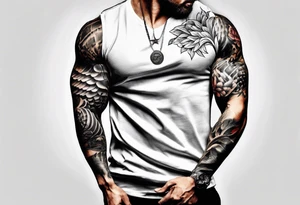 Bowling on bicep showing torn muscles tattoo idea