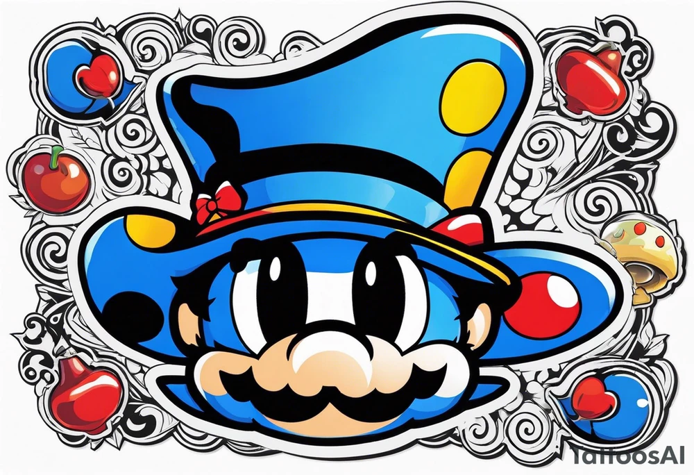 Madhatter blue mushroom mario tattoo idea