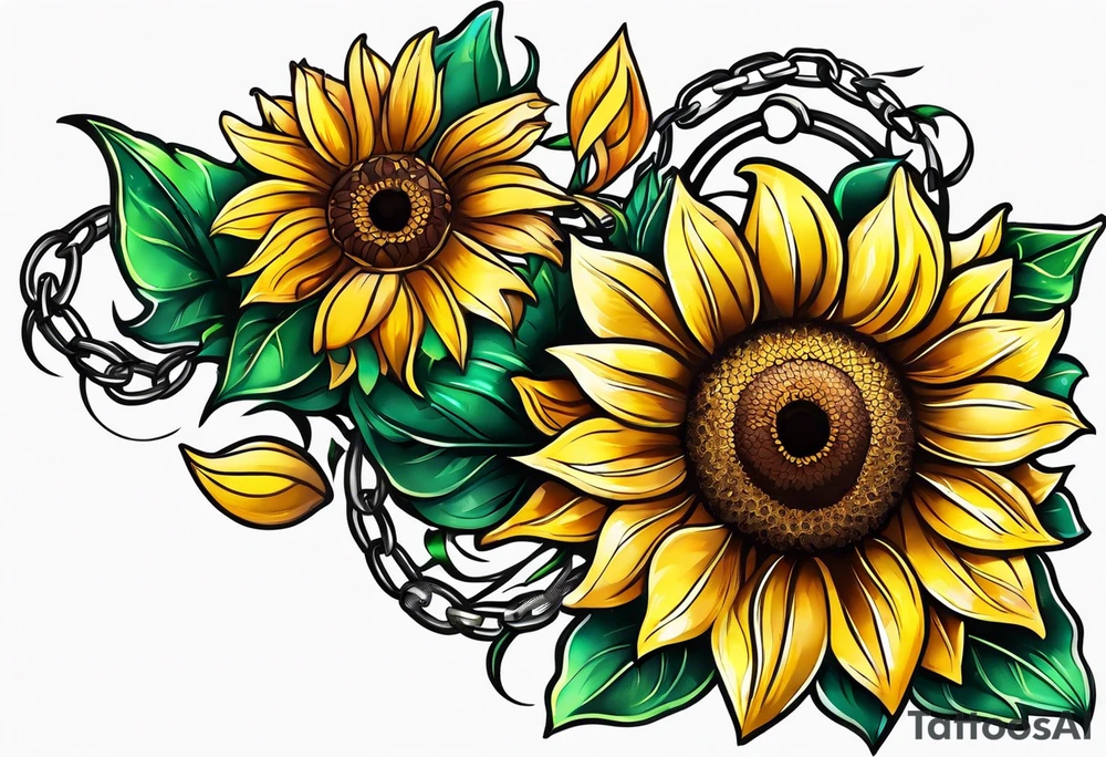 Sunflower chain tattoo idea