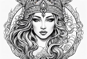 Aquarius goddess with water surrounding it in a tribal design tattoo idea