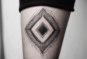 micro realistic tattoo with geometric shapes and lines tattoo idea