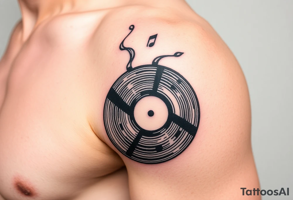 vinyl records as an expression of love for house music tattoo idea