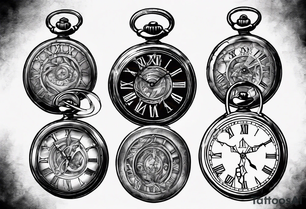 Roman numeral 4 highlighted on antient pocket watch tattoo idea