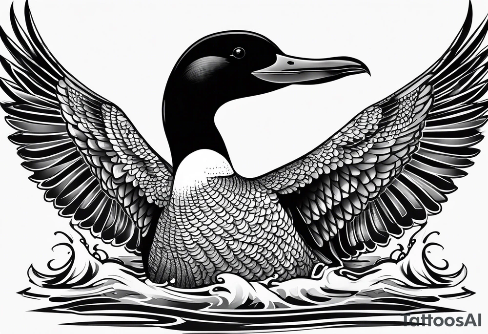 A loon with its wings spread looking badass and tough tattoo idea