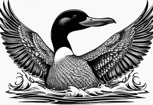 A loon with its wings spread looking badass and tough tattoo idea