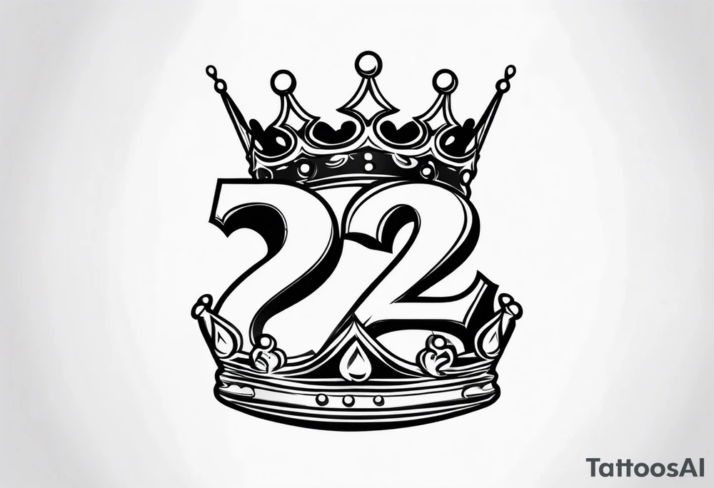 elegant number 22 with a crown tattoo idea