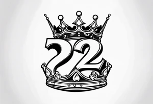 elegant number 22 with a crown tattoo idea