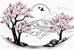 I love you in another language with cherry blossom trees coming im and out of it tattoo idea