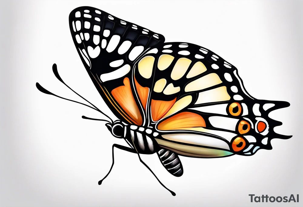 Beautiful butterfly. Flying.  very colorful and delicate tattoo idea