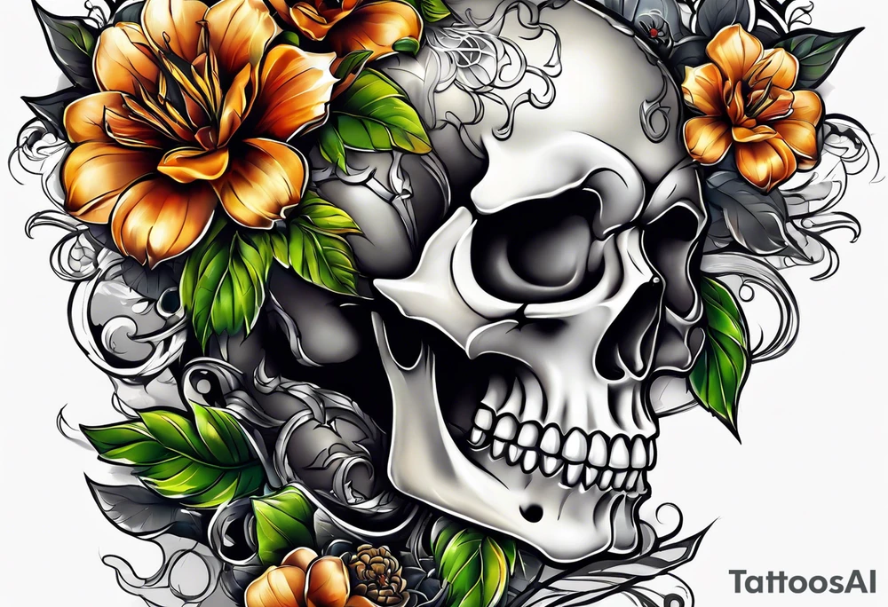 extreme joint pain breaking through skin on arm skull no flowers tattoo idea