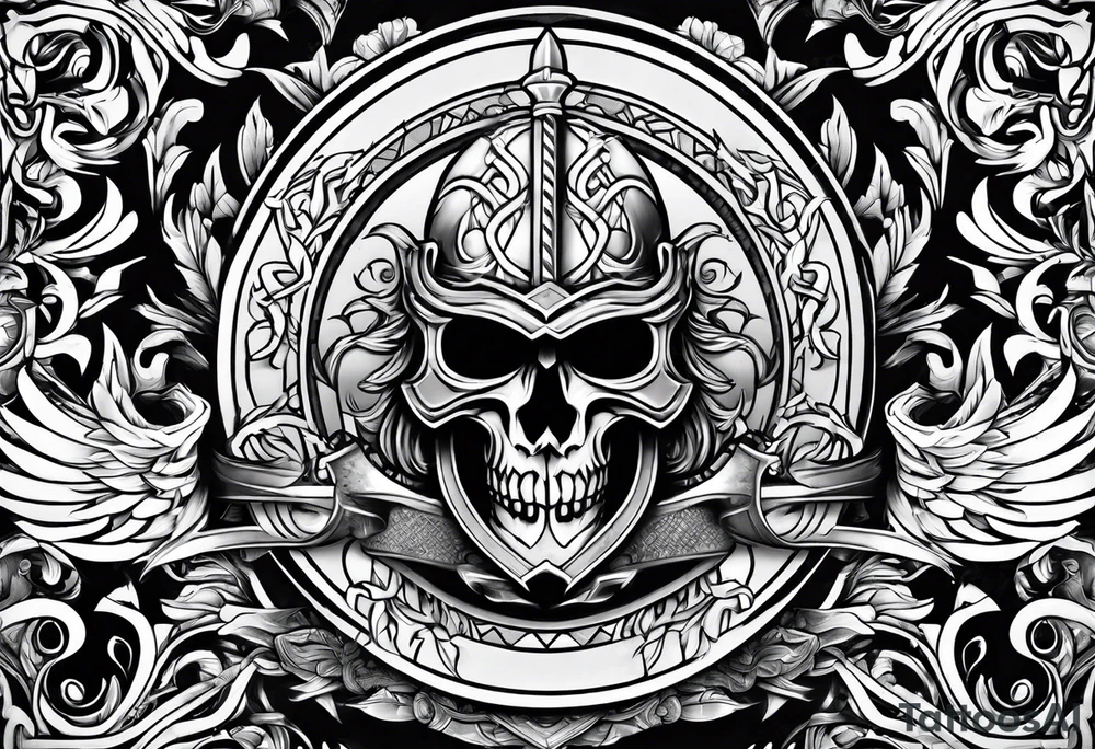 Valhalla sword shield axe armour tattoo idea