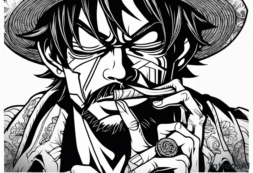 Monkey d luffy smoking a blunt tattoo idea