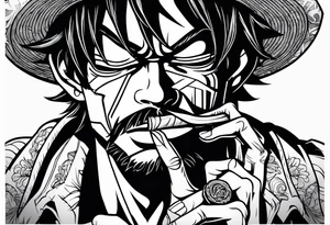 Monkey d luffy smoking a blunt tattoo idea
