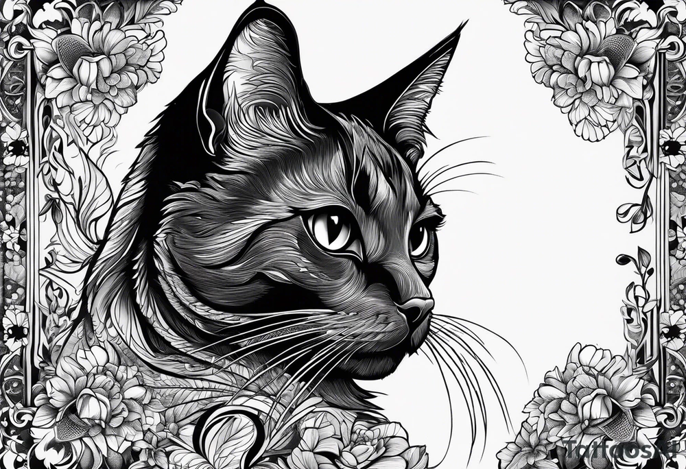 pop-art style black cat tattoo idea