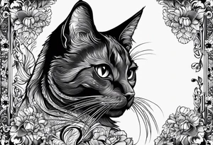 pop-art style black cat tattoo idea
