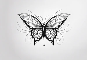 Uma borboleta e em suas asas desenhar um cérebro minimalista tattoo idea