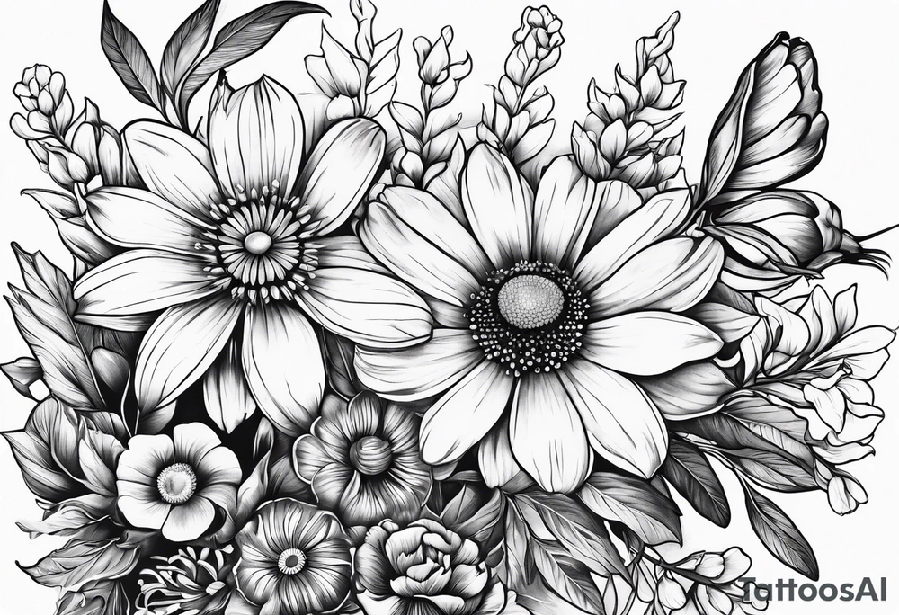 California native wild flowers tattoo idea