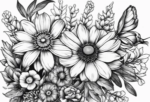 California native wild flowers tattoo idea