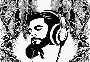 Masculine Music intertwined with baby footprints tattoo idea