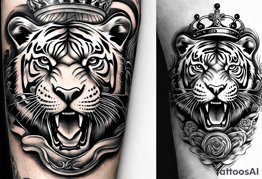 King tiger Hour glass with Brain and heart inside
Full detailed sleeve tattoo idea