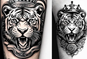 King tiger Hour glass with Brain and heart inside
Full detailed sleeve tattoo idea